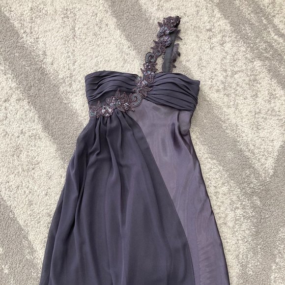 Purple-ish Grey Le Chateau Single Strap Dress - Picture 1 of 6